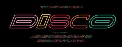 Disco font vector modern line style trendy typography