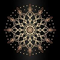 mandala modelo oro línea estilo aislado en negro antecedentes vector