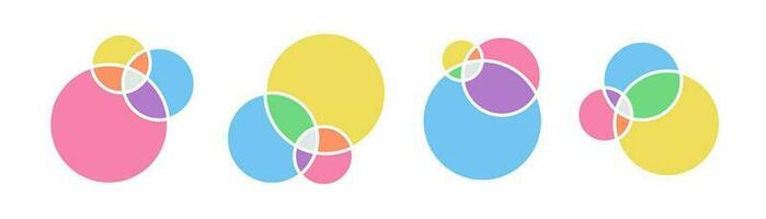 Venn diagram template infographic set colorful flat style vector