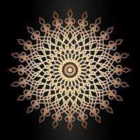 mandala modelo oro línea estilo aislado en negro antecedentes vector