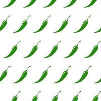 Chilli pepper pattern green color on white background vector