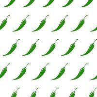 Chilli pepper pattern green color on white background vector