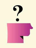 Human head silhouette with question modern flat style vector