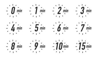 Timer icons vector set black color