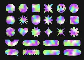 Shape set y2k holography style neon color vector