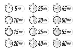 Timer icons vector set black color isolated