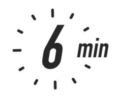 Timer icon 6 minutes vector black color