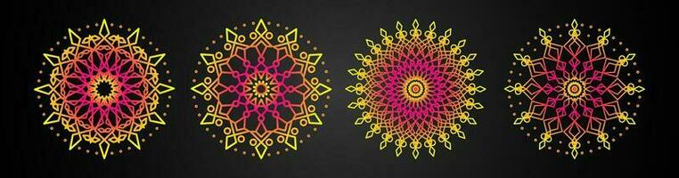 Mandala template colorful line style isolated vector