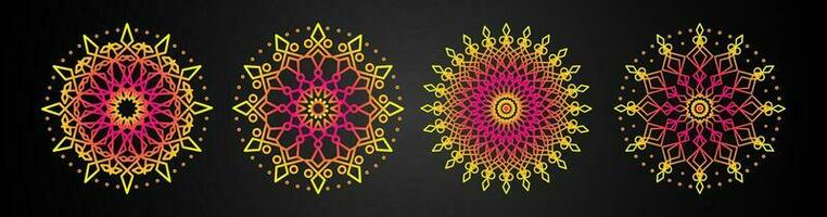 mandala modelo vistoso línea estilo aislado vector