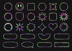 Holography shape set y2k style neon color vector