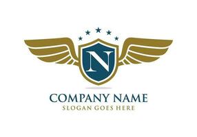 Letter N initial wing logo design vector