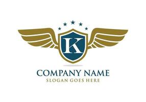 Letter K initial wing logo design vector