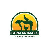 Farm animals logo design vector. Livestock logo vector