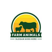 Farm animals logo design vector. Livestock logo vector