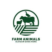 Farm animals logo design vector. Livestock logo vector