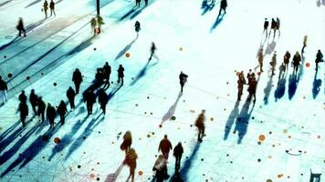 Computer surveillance monitoring system collecting personal data of people walking on crowded city street video