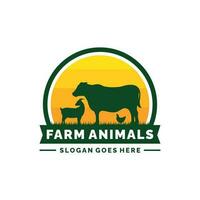 Farm animals logo design vector. Livestock logo vector