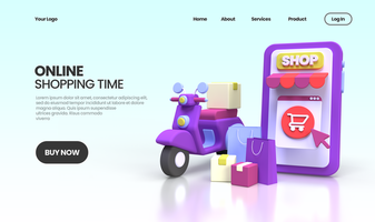 Online Shopping concept illustration Landing page template for business idea concept background psd