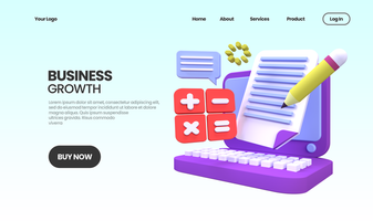 business growth concept illustration Landing page template for business idea concept background psd