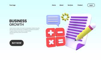 business growth concept illustration Landing page template for business idea concept background psd