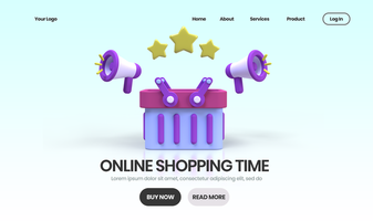Landing-Page-Vorlage für das Online-Shopping-Konzept für den Hintergrund des Geschäftsideenkonzepts psd