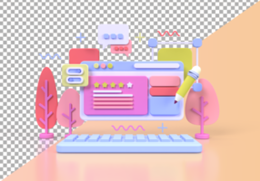 Web development for UI UX design concept illustration Landing page template business idea background psd