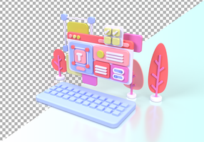 Web development for UI UX design concept illustration Landing page template business idea background psd