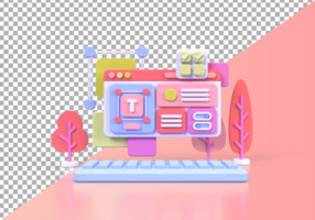 Web development for UI UX design concept illustration Landing page template business idea background psd