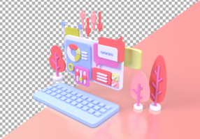 Web development for UI UX design concept illustration Landing page template business idea background psd