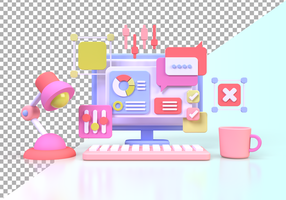 Web development for UI UX design concept illustration Landing page template business idea background psd