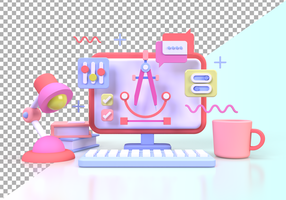 Web development for UI UX design concept illustration Landing page template business idea background psd