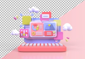 Web development for UI UX design concept illustration Landing page template business idea background psd