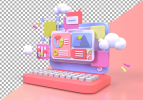 Web development for UI UX design concept illustration Landing page template business idea background psd
