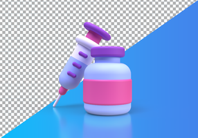 Syringe for vaccine concept illustration Landing page template for background psd
