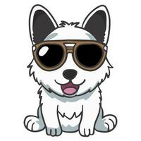 cute dog portrait in hiphop style. Vector flat cartoon style.