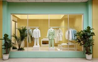 Modern clothing store with photo