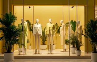 Modern clothing store with photo