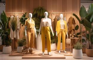 Modern clothing store with photo