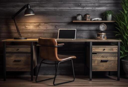 Office room in vintage style with photo