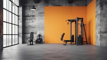 Fitness room in a minimalist style with Generative AI photo