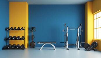 Fitness room in a minimalist style with photo
