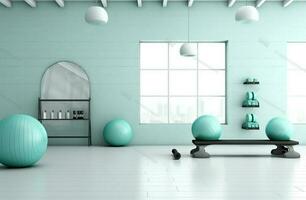 Fitness room in a minimalist style with Generative AI photo