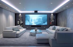 Home theater in modern style with photo