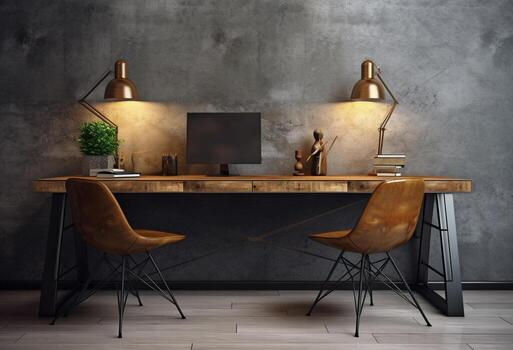 Office room in vintage style with photo