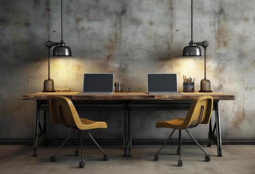 Office room in vintage style with photo