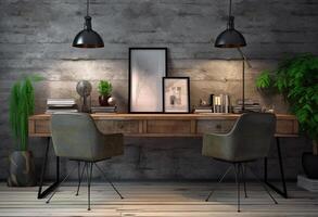 Office room in vintage style with photo