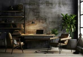 Office room in vintage style with photo