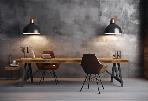 Office room in vintage style with photo