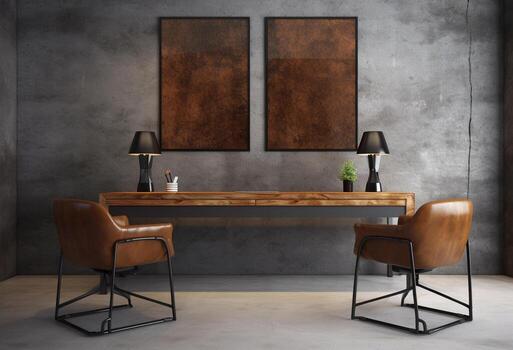 Office room in vintage style with photo