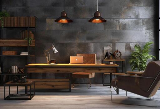Office room in vintage style with photo